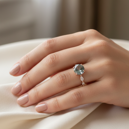 Bague rétro en or rose avec saphir