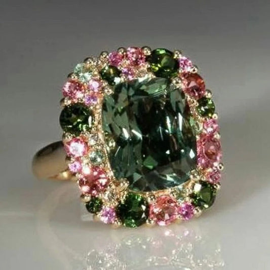Bague rétro en or vert et rose
