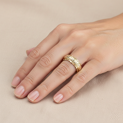 Bague vintage Goldring avec fleur