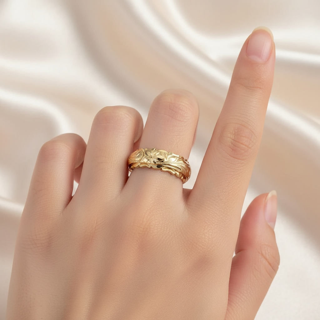 Bague vintage avec fleur en or