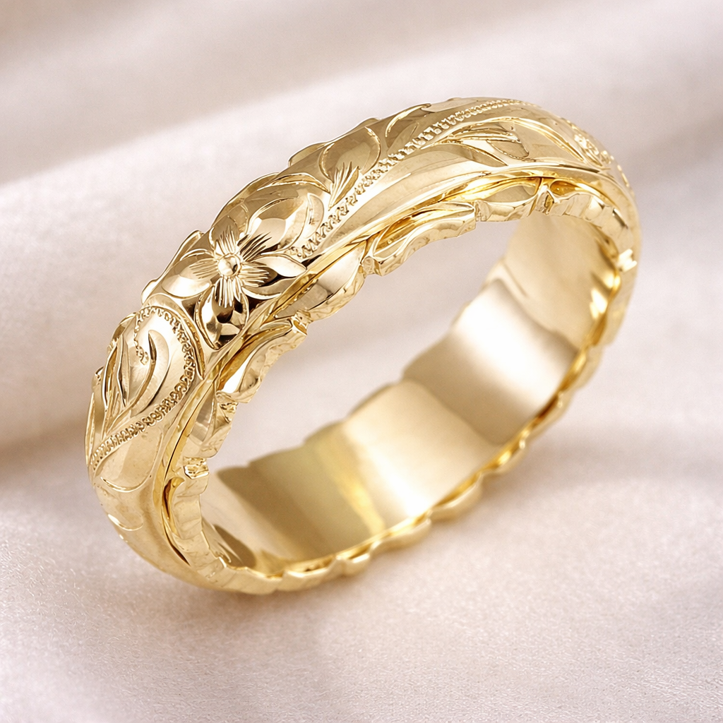 Bague vintage avec fleur en or