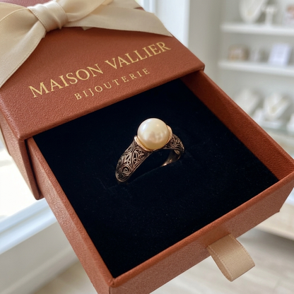 Bague rétro avec perle en or