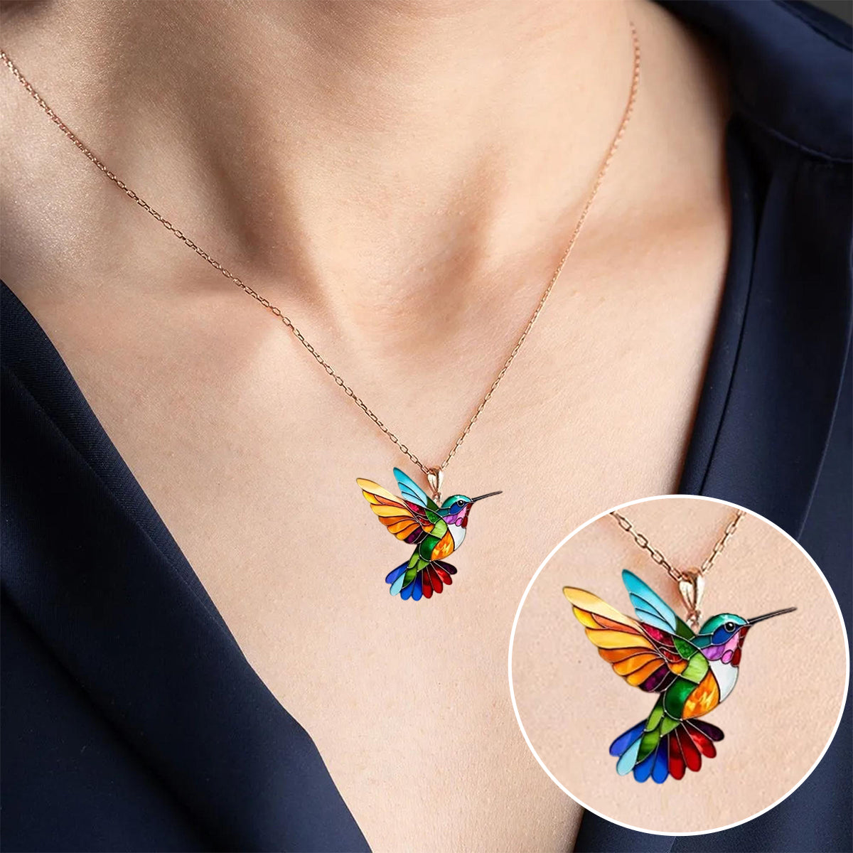 Beau collier avec hirondelle et boucles d'oreilles en cadeau, offre pour une durée limitée en or