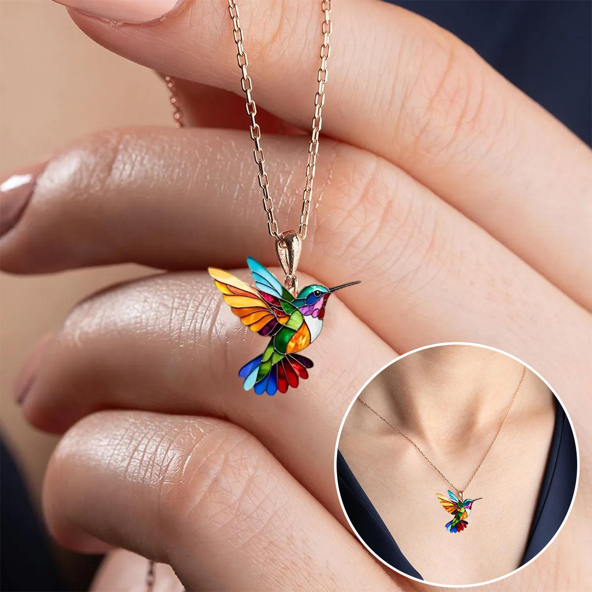 Beau collier avec hirondelle et boucles d'oreilles en cadeau, offre pour une durée limitée en or