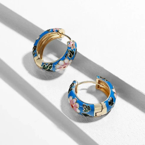 Bijoux fleurs noir luxe en or