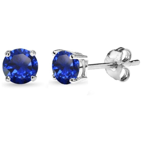 Boucles d'oreilles clous saphir classiques en or blanc