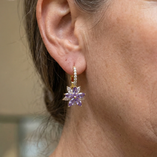 Boucles d'oreilles Amethelis Flora en or