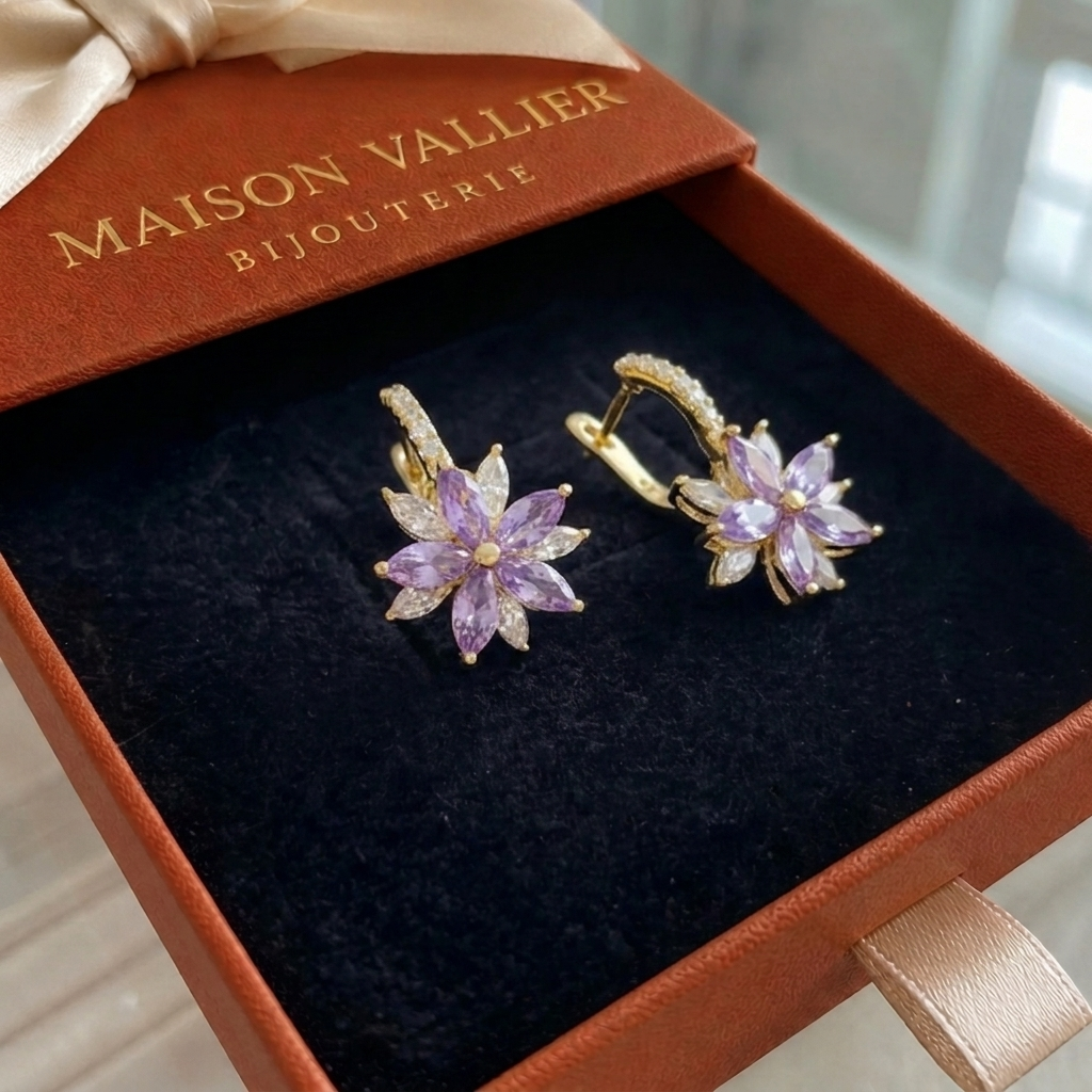 Boucles d'oreilles Amethelis Flora en or