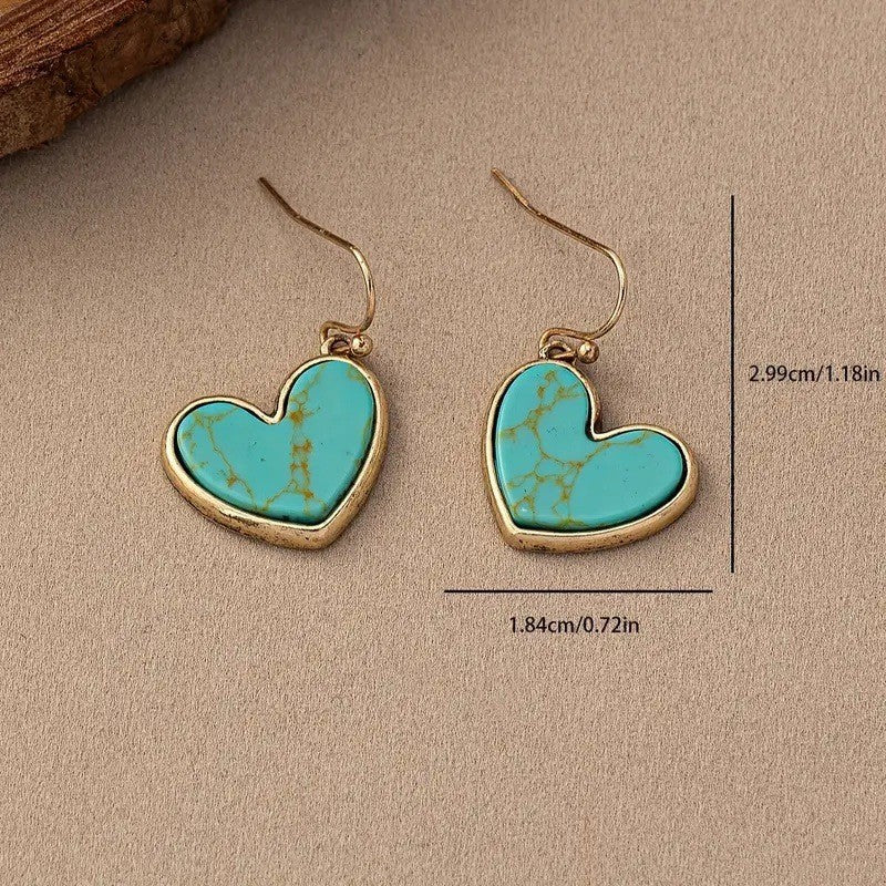 Boucles d'oreilles amour turquoise en or rose