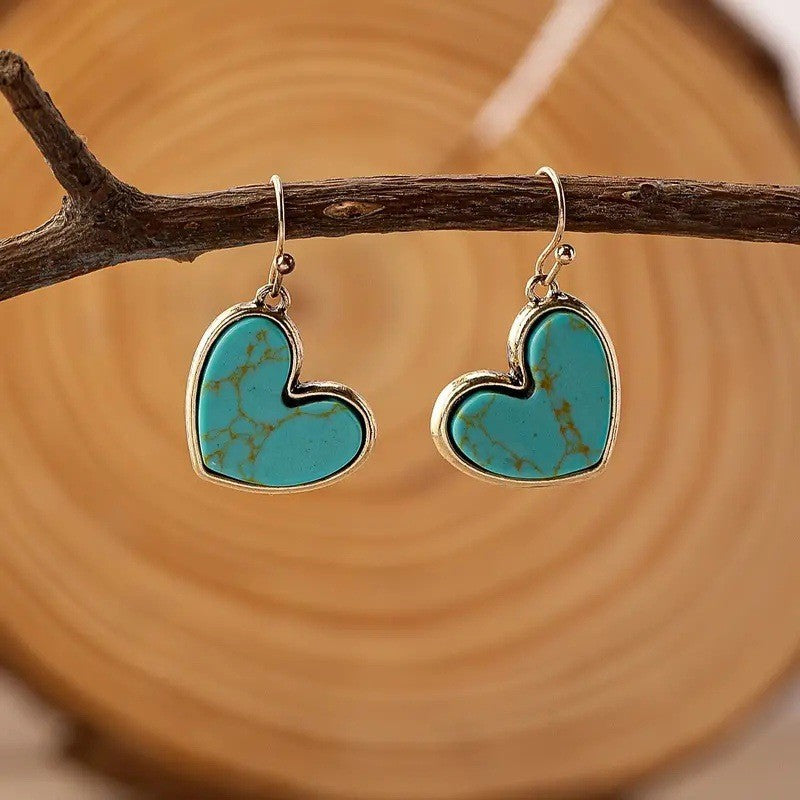 Boucles d'oreilles amour turquoise en or rose