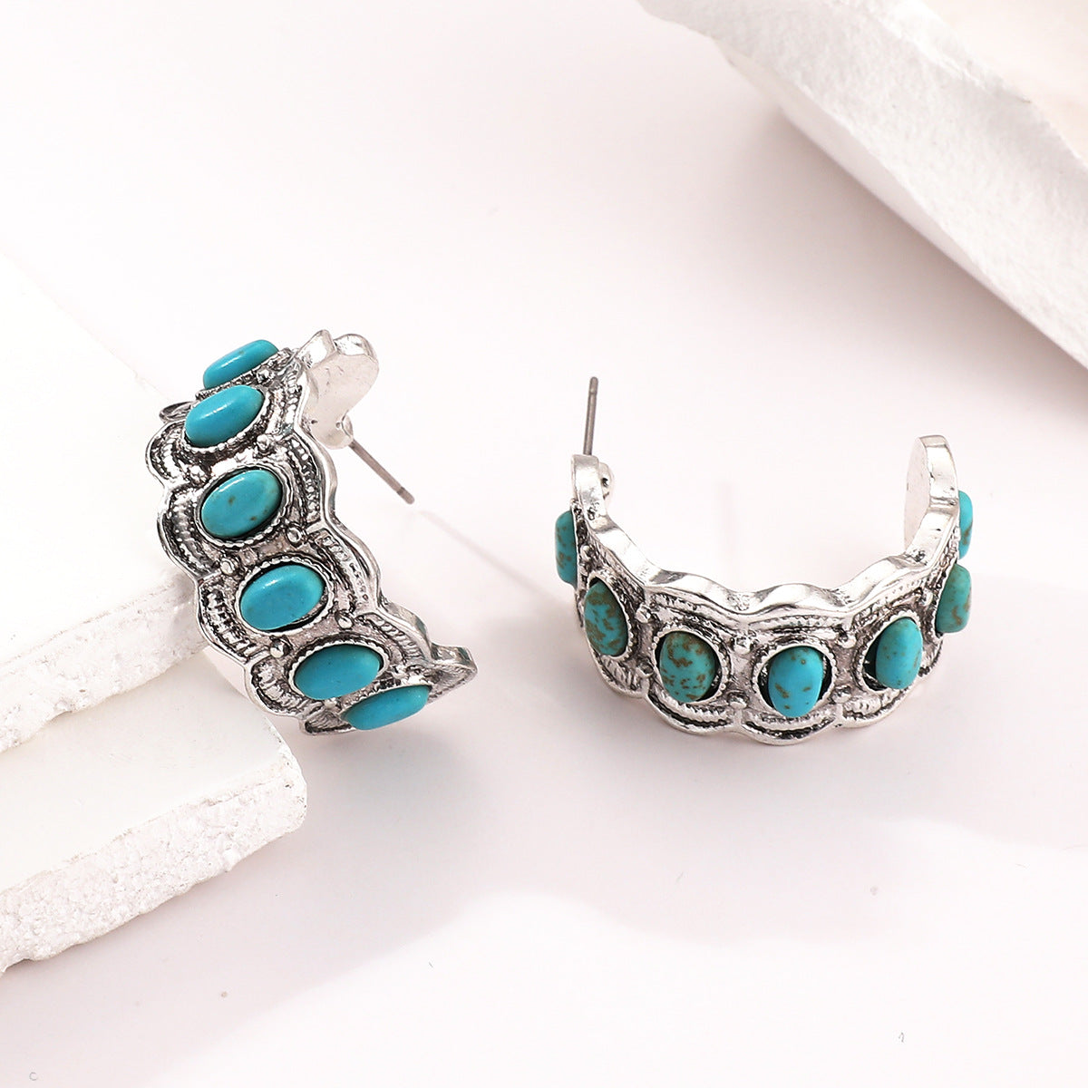 Boucles d'oreilles Azurella littoral en or blanc