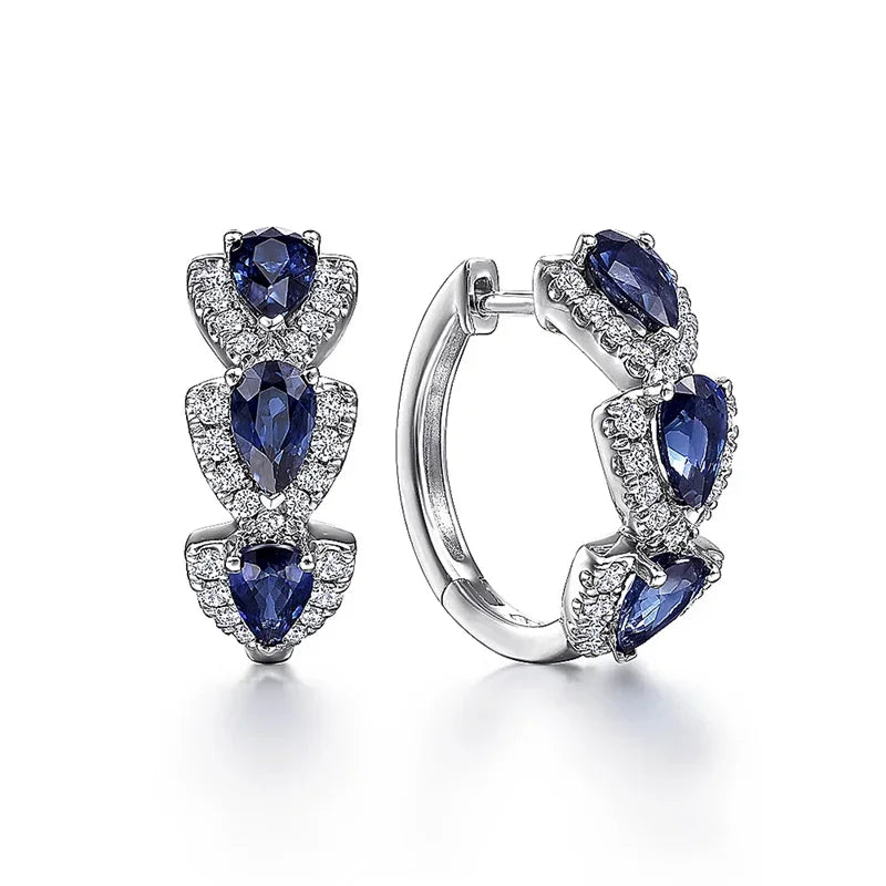 Boucles d'oreilles couronne Royale saphir en or blanc