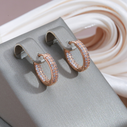 Boucles d'oreilles Élégantes et Éclatantes en Or et Zircon