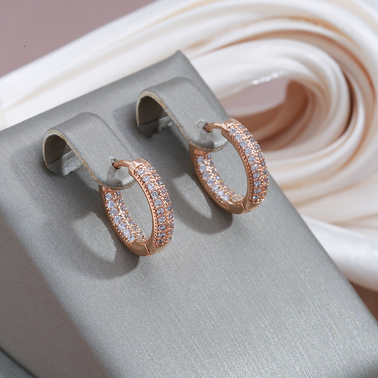 Boucles d'oreilles Élégantes et Éclatantes en Or et Zircon