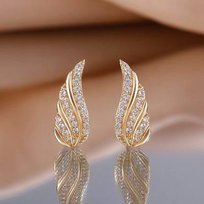 Boucles d'oreilles Feuille Moderne Pavée | Or