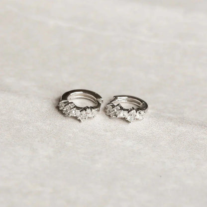 Boucles d'oreilles Huggies en Cristal | Or Blanc