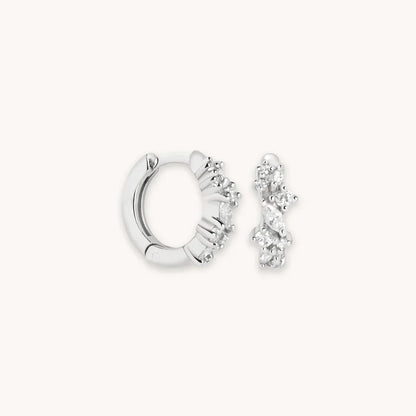 Boucles d'oreilles Huggies en Cristal | Or Blanc