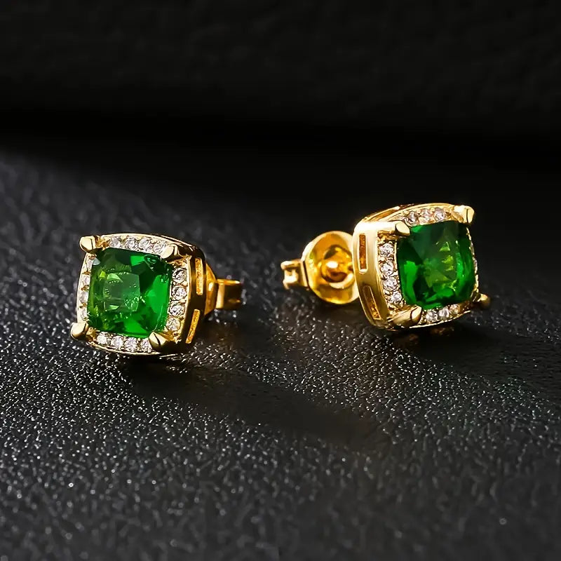 Boucles d'oreilles « Karina » avec pierre émeraude en or