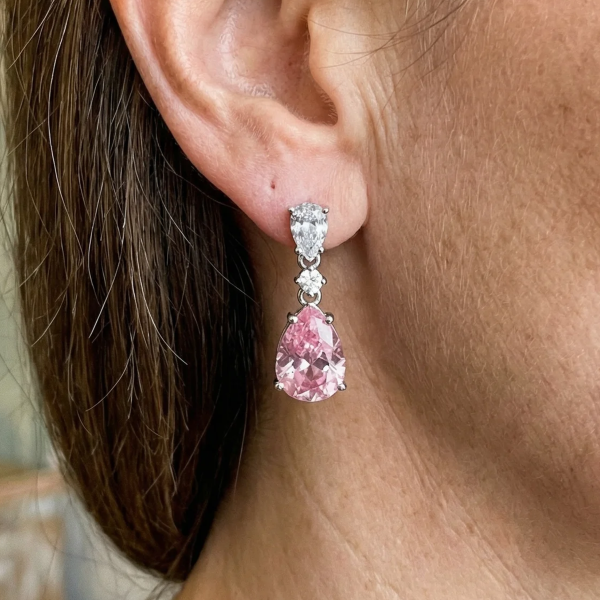 Boucles d'oreilles Mireya éclat rosé en or blanc