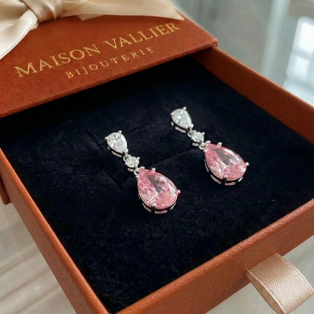 Boucles d'oreilles Mireya éclat rosé en or blanc