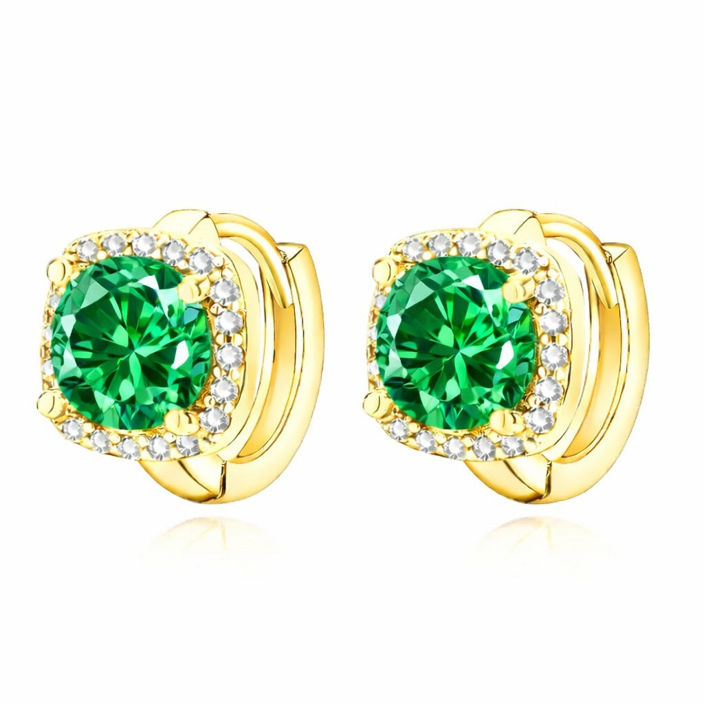 Boucles d'oreilles Nadine émeraude en or