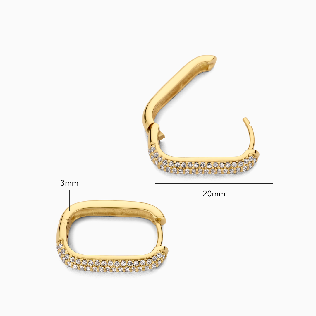 Boucles d'oreilles pavées signature en or