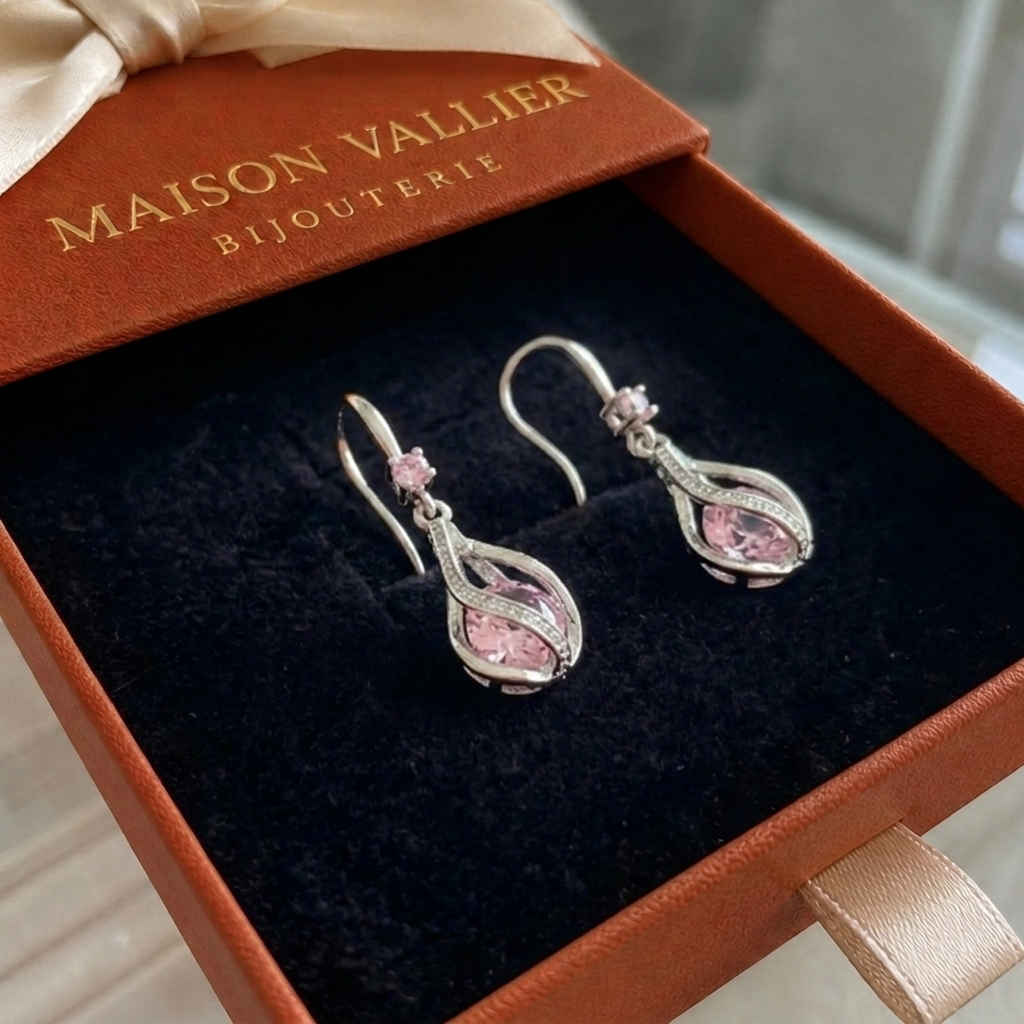 Boucles d'oreilles Rosalith torsade lumineuse en or blanc