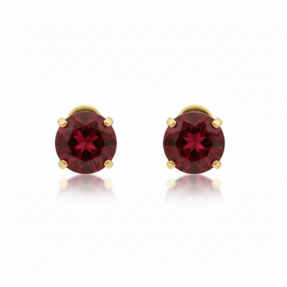 Boucles d'oreilles Rubis Rond | Or