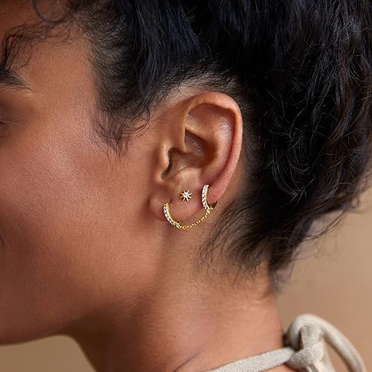 Boucles d'oreilles soleil rayonnant en or