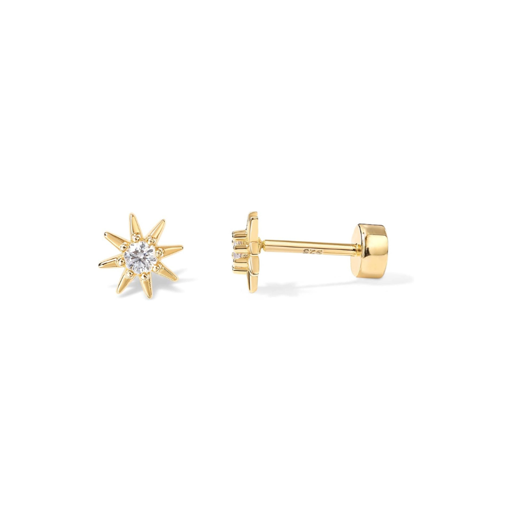Boucles d'oreilles soleil rayonnant en or