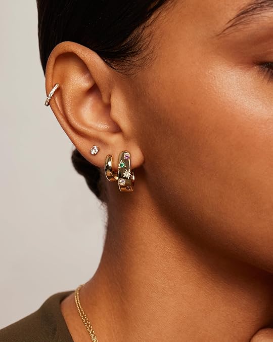 Boucles d'oreilles vague colorée en or