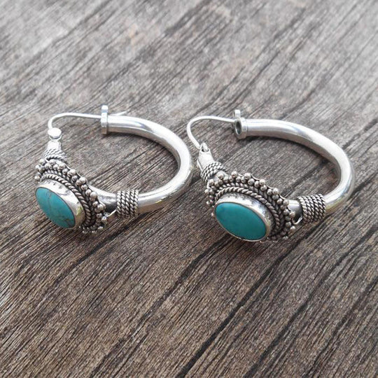 Boucles d'oreilles vintage turquoise en or