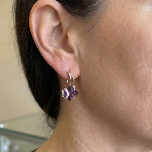 Boucles d'oreilles Zéphira couronne lumineuse pave en or rose