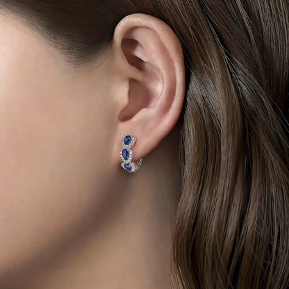 Boucles d'oreilles à rayures avec cristal brillant