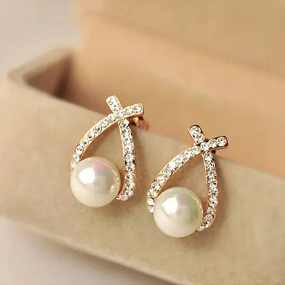 Boucles d'oreilles avec perles et cristaux tressés