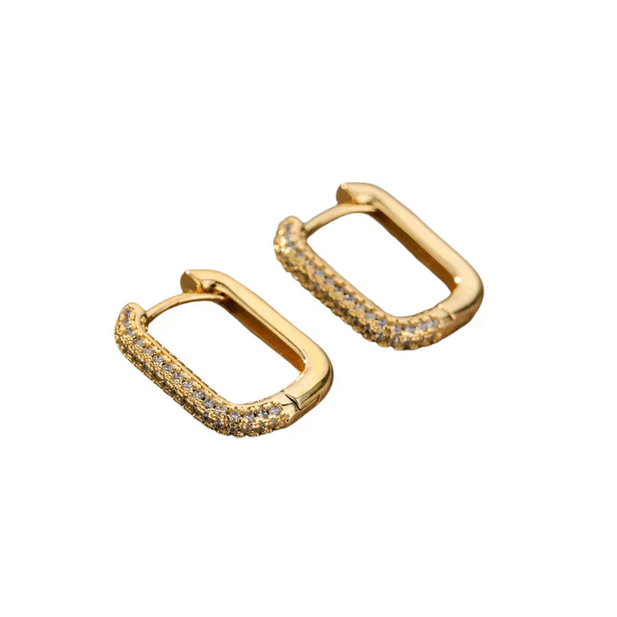 Boucles d'oreilles carrées et rondes « Valeria » en or blanc