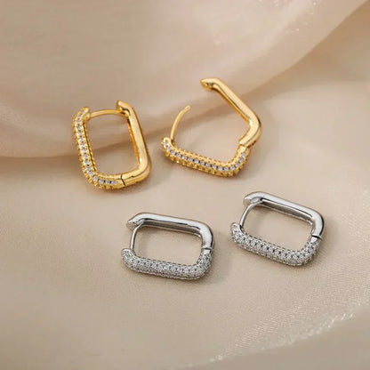 Boucles d'oreilles carrées et rondes « Valeria »