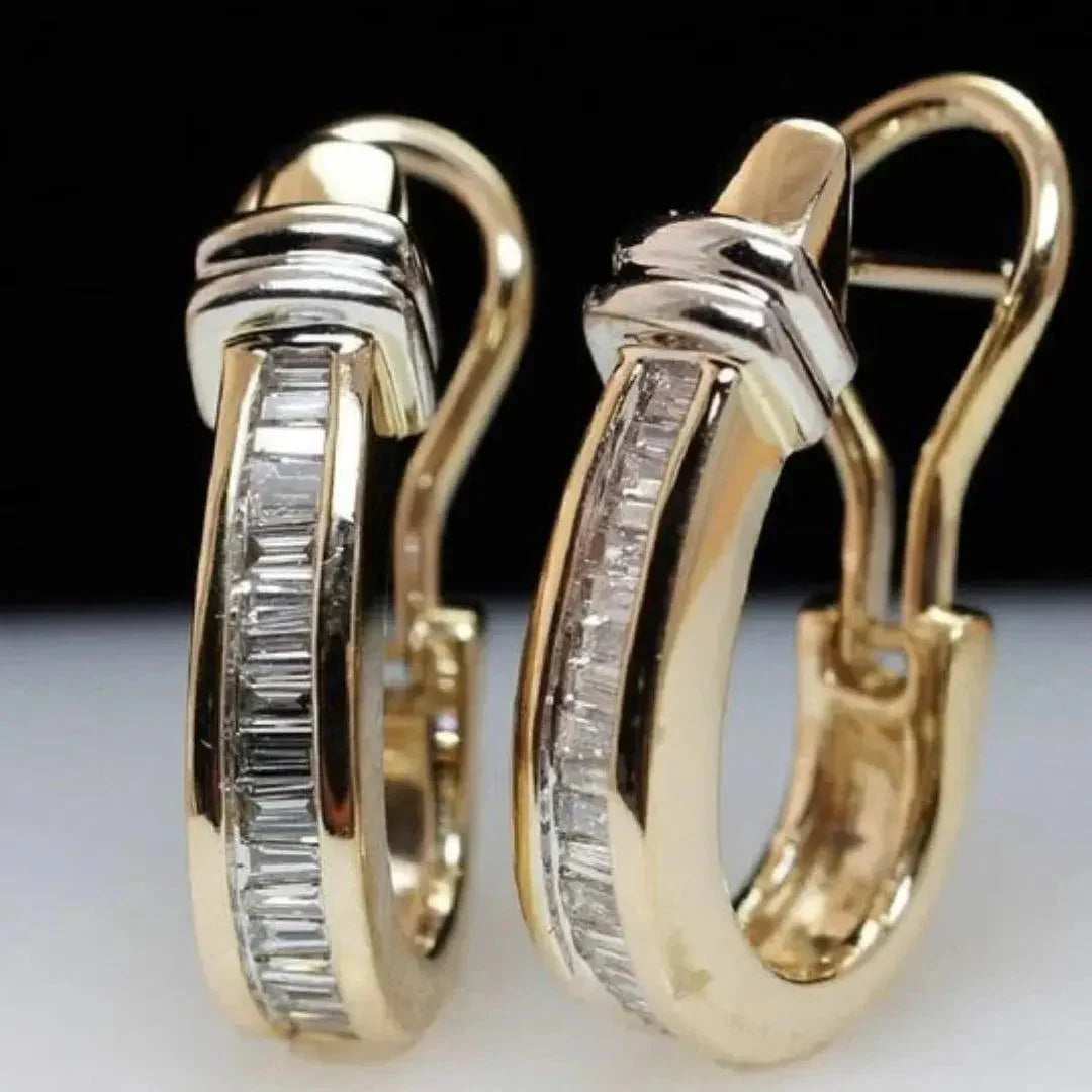 Boucles d'oreilles créoles en cristal vintage | Or