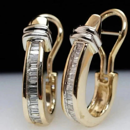 Boucles d'oreilles créoles en cristal vintage | Or