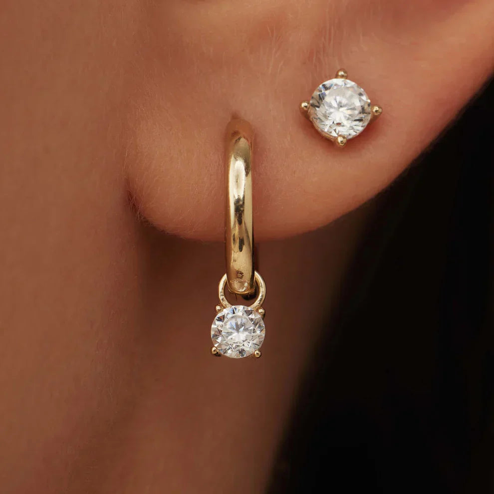 Boucles d'oreilles créoles en pierre larmes de lune en or