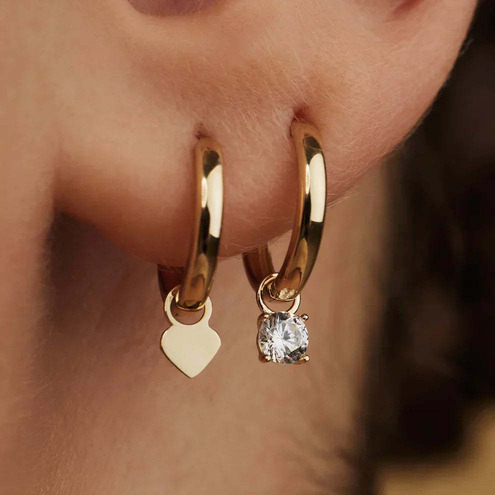 Boucles d'oreilles créoles en pierre larmes de lune en or
