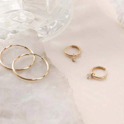 Boucles d'oreilles créoles en pierre Larmes de Lune | Or