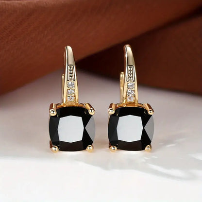 Boucles d'oreilles créoles en pierre de saphir mystique | Or
