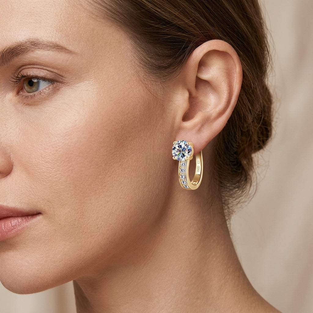 Boucles d'oreilles en Argo avec moissanite en or