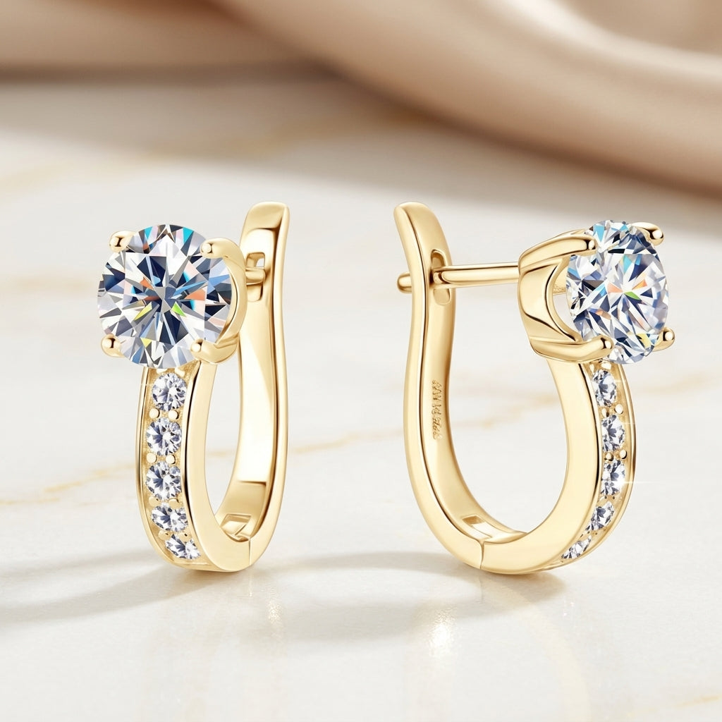 Boucles d'oreilles en Argo avec moissanite en or