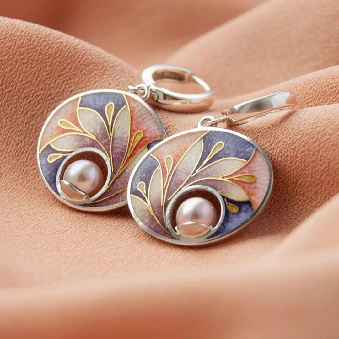 Boucles d'oreilles en acrylique avec perles en or