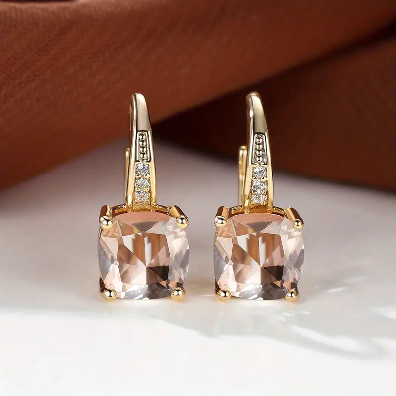 Boucles d'oreilles en anneau en pierre mystique en or