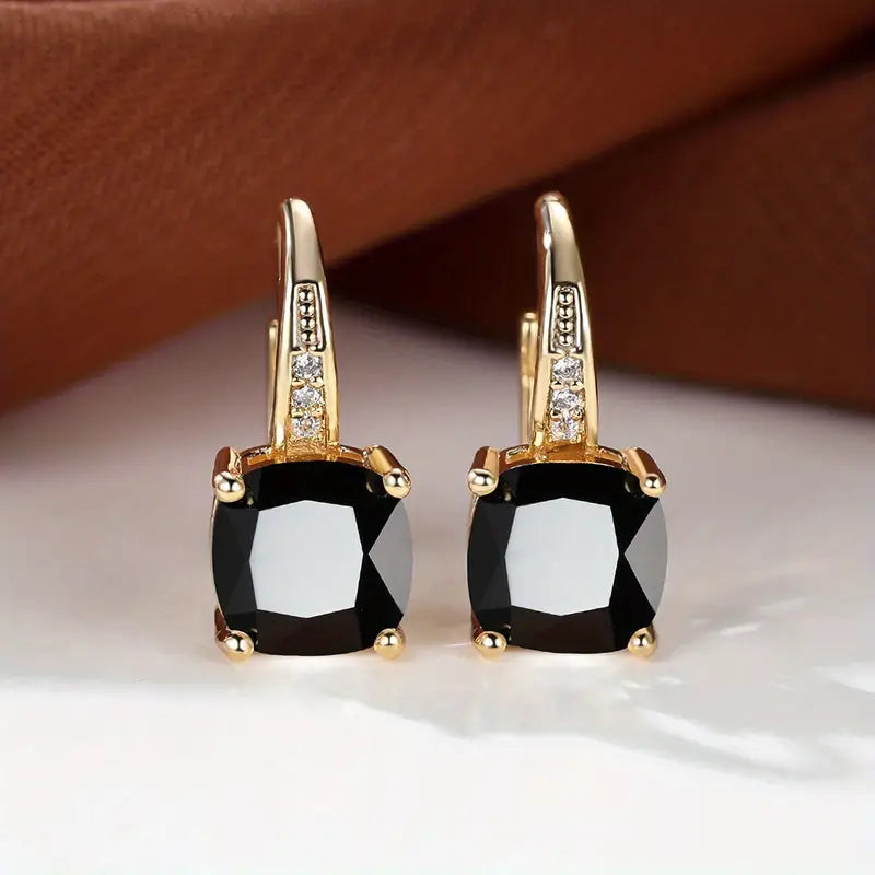 Boucles d'oreilles en anneau en pierre mystique en or