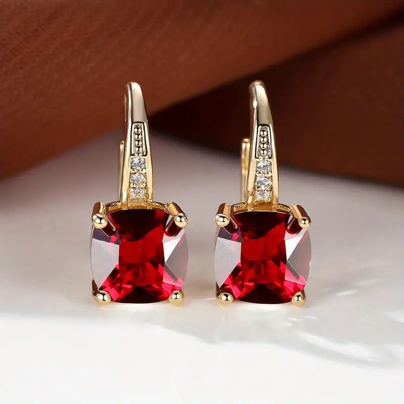 Boucles d'oreilles en anneau en pierre mystique en or