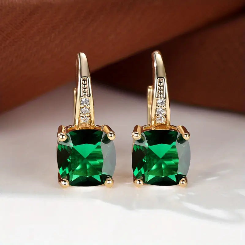 Boucles d'oreilles en anneau en pierre mystique en or